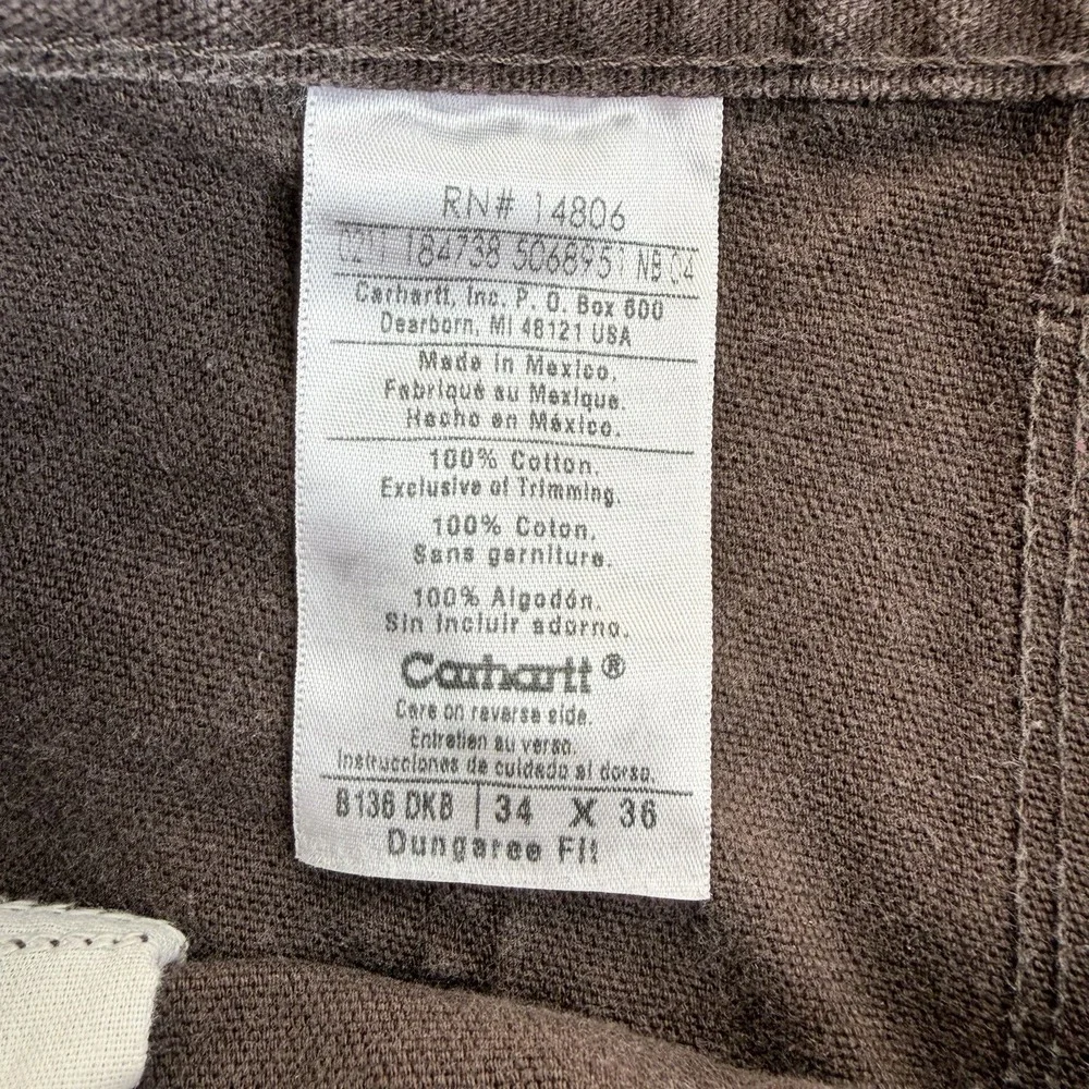 Carhartt Double Knee Pants 34x36 Brown B136‎ DKB Carpenter Duck Canvas Work